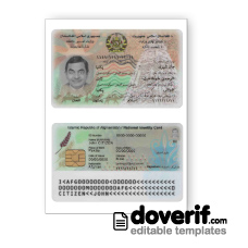 Afghanistan identity card PSD template, with fonts