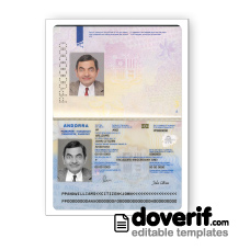 Andorra passport photoshop template PSD