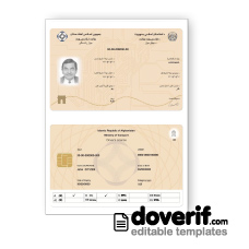 Afghanistan electronic driving license photoshop template PSD