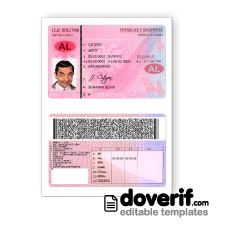 Albania driving license photoshop template PSD, 2005-2015