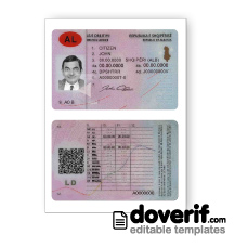Albania driving license photoshop template PSD, 2015 – present