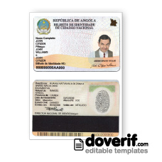 Angola identity card photoshop template PSD
