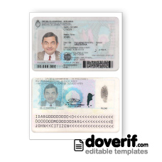 Argentina identity card photoshop template PSD