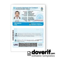 Argentina driving license photoshop template PSD