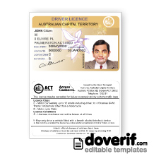 Australia Capital State driving license photoshop template PSD