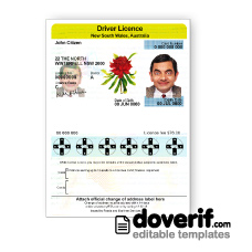 Australia New South Wales driving license photoshop template PSD