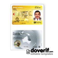 Australia Queensland state driving license photoshop template PSD