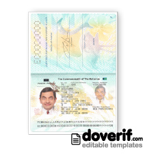Bahamas passport photoshop template PSD