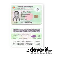 Bangladesh identity card photoshop template PSD