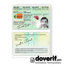 Belgium identity card editable template for Photoshop