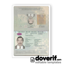 Belgium passport photoshop template PSD