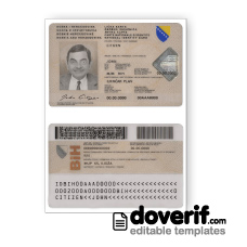 Bosnia and Herzegovina identity card photoshop template PSD