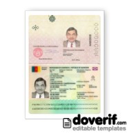 Cameroon passport photoshop template PSD
