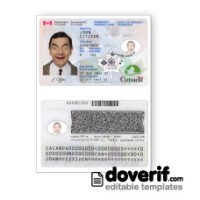 Canada permanent resident card photoshop template PSD