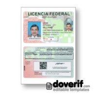 Mexico driving license photoshop template PSD