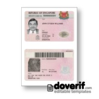 Singapore identity card editable template for Photoshop 