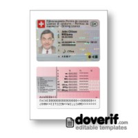 Switzerland driving license photoshop template PSD