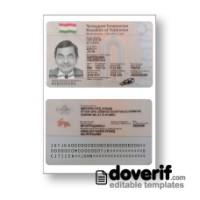 Tajikistan identity card editable template for Photoshop