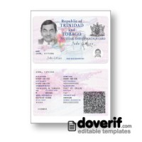 Trinidad and Tobago identity card editable template for Photoshop
