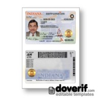 USA Indiana identity card editable template for Photoshop