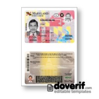 USA Maryland state driving license photoshop template PSD