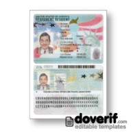 USA green card, permanent resident card editable template for Photoshop