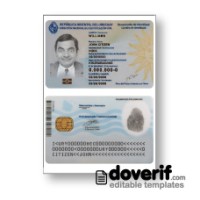 Uruguay identity card editable template for Photoshop